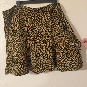 Who What Wear A-Line Skirt in Black and Gold Animal Print